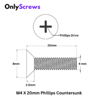 M4_X_20mm_Phillips_CSK_SS_304_Screw